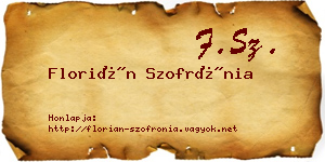 Florián Szofrónia névjegykártya